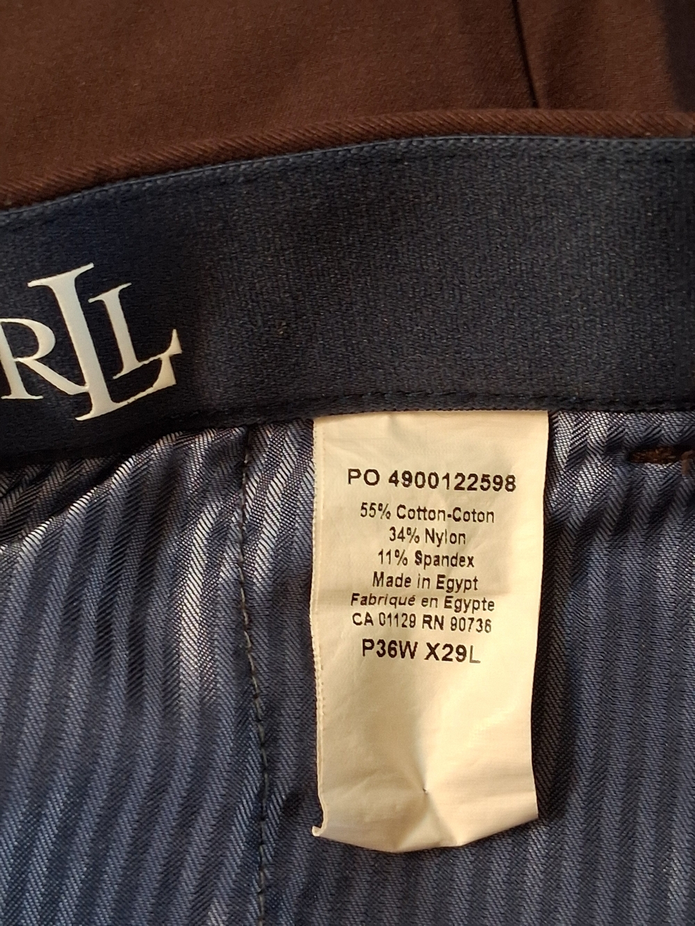 Lauren Ralph Lauren Brown Men's Chinos, Black Label - Picture 5 of 5